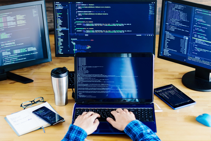 Software developer, freelancer working at home