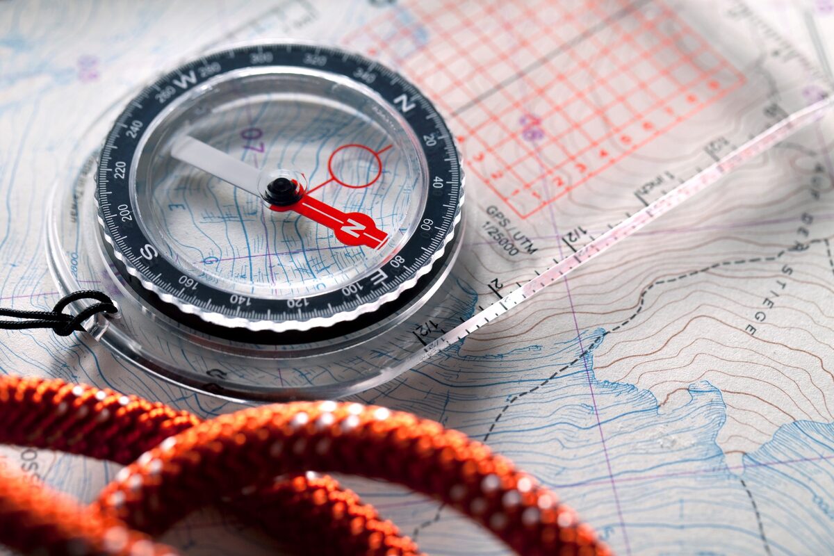 Compass on topographic maps.